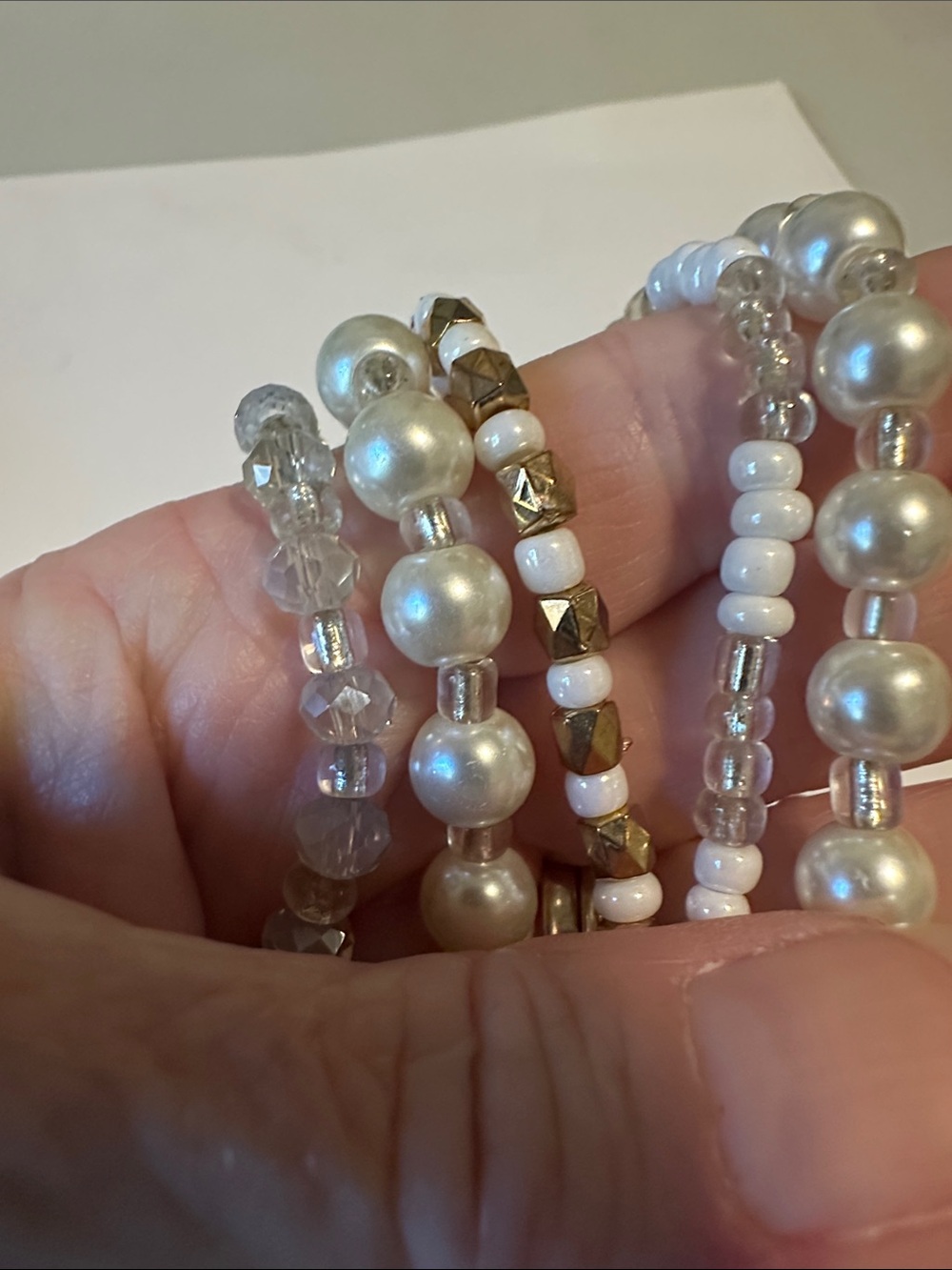 Watch band Beaded pearls multi strand stretchy for Apple Watch band